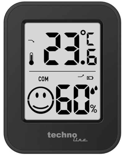 WS9417 Raumklimastation Thermo-Hygrometer – digitales Innenraum Klima-Messgerät für Temperatur und Luftfeuchtigkeit, Komfortanzeige, Trendanzeige, MIN/MAX-Werte, Aufstellung, Magnethalterung, schwarz