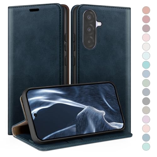 Étui Samsung Galaxy A36 en cuir premium bleu marine housse à rabat chic