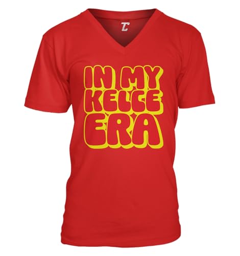 in My Kelce Era - Funny Football Taylor Travis Unisex V-Neck T-Shirt (Red, X-Large)