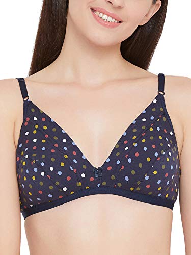 Image of Clovia Women's Cotton Non-Padded Non-Wired Demi Cup Circle Print Plunge Bra