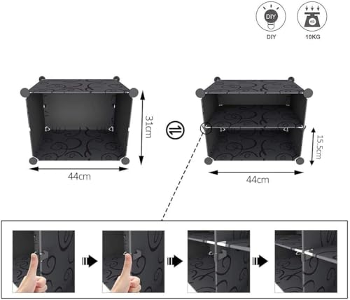 Image of Sunderlook Shoe Rack Plastic for Home- Shoe Stand, Chappal Stand, Professional Multipurpose Foldable Standing Comfort Runner Shoe Rack with Door, Slipper Stand (Black, 16 Shelf 8 Door)