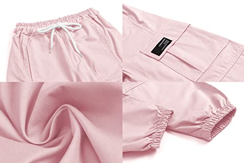 image for SANGTREE Girls Cargo Pants, Elastic Waist Drawstring Loose Tapered Mul