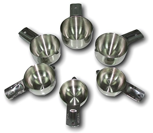 ChefsGrade Stainless Steel Measuring Cups - Highly Polished Exterior, Satin Interior, 6 Piece Set