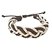 Semi-Adjustable Hawaiian Braided Brown Leather and White Cord Sailor's Surfer-Style Bracelet