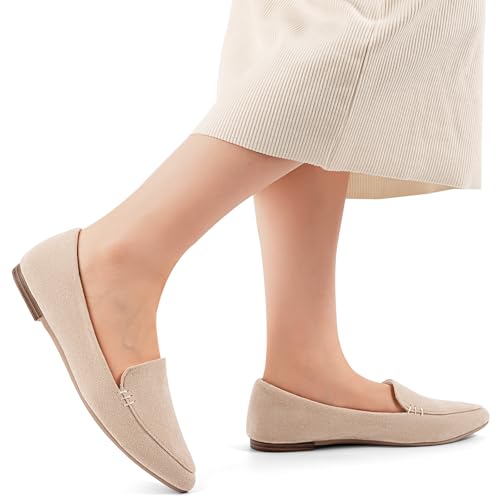 Image of MUSSHOE Pointed Toe Flats for Women, Comfortable Business Casual Work Shoes, Slip On Loafers with Arch Support, Office Walking Flats for All Day Standing