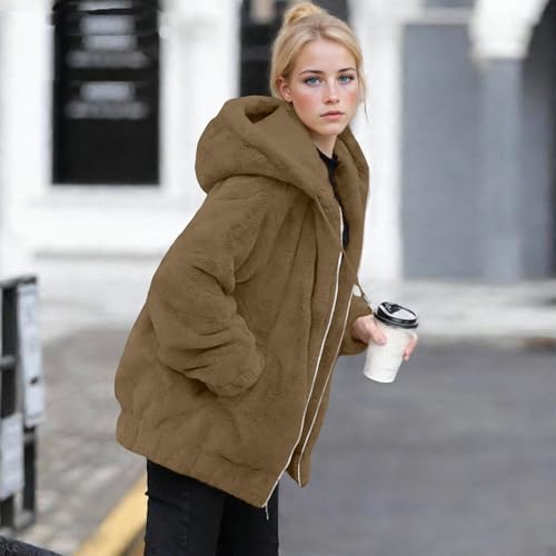 Sherpa Jacket Women Winter Full Zip Fuzzy Fleece Oversized Coats with Hood - image 2