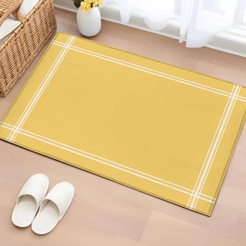 Tapete amarillo 2x3 pies lavable antideslizante miniatura 2