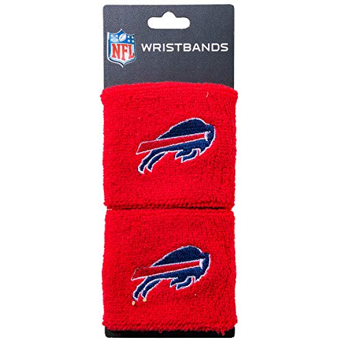 Image of NFL Buffalo Bills Franklin Sports Buffalo Bills Embroidered Wristbandsnfl Embroidered Wristbands, Red, One Size (Pack of 6)
