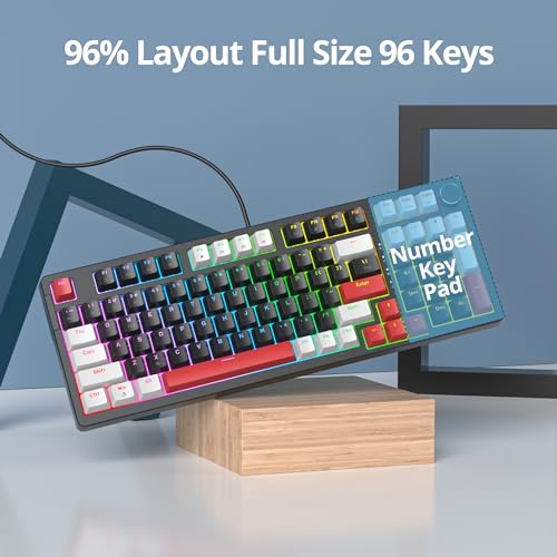 Image of Surmen Creamy Keyboard with Number Pad, 96% RGB Mechanical, Full Gasket Mounted, Hot Swappable, Custom Wired Thocky Keyboard with Knob for Office Gamers (Black)