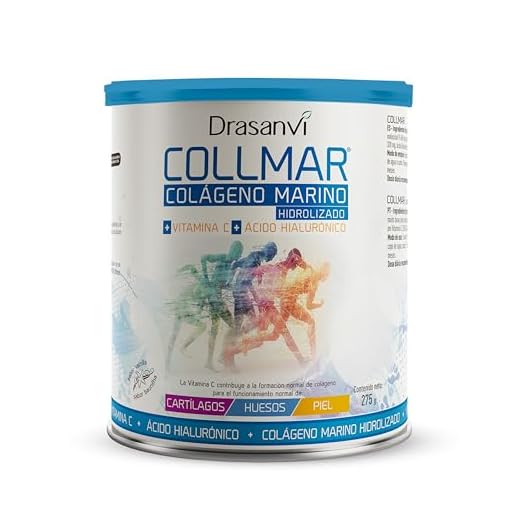 Drasanvi COLLMAR Colágeno Marino Hidrolizado con Ácido Hialurónico, Vitamina C |Sin edulcorantes | Máx. asimilación 9.660 mg/dia | 275g de polvo | Sabor Vainilla