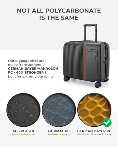 Image of EUME Overnighter 16 inch Luggage Trolley for Travel, Cabin Bag | Trolley Bag Small for Luggage | with Laptop Sleeve | 100% German Bayer Polycarbonate - Charcoal Black