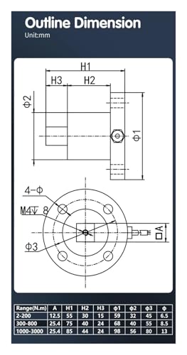 Sensor de par estático DYJN-103 de 1000Nm con llave dinamométrica de cabeza cuadrada 5