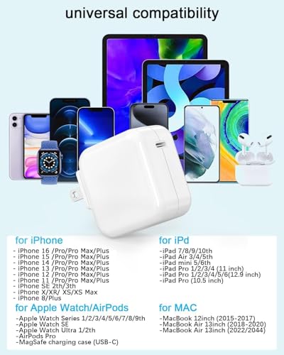 Image of 30W Mac Book Air Charger Fast Charging USB C Laptop Power Adapter, USB C Charging Cord for Mac Book Pro 16 /15 /14 /13inch 2024 /2023 /2022 /2021 /2020 /2019 /M1 M2 M3 Mac Book Air (AP 30W Type C)