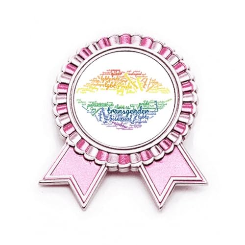 Broche Lips Kiss LGBT arc-en-ciel nuage de mots en métal rose taille M pour veste et sac