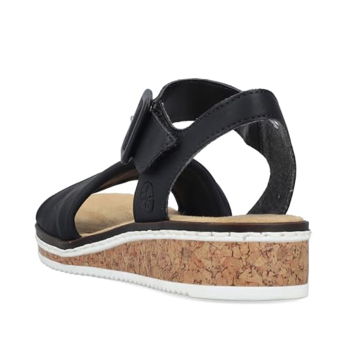 Rieker Damen Klassische Sandalen V3691, Frauen Sandalen,Sommerschuhe,Freizeitschuhe,offene Schuhe,Strandschuhe,schwarz (00),38 EU / 5 UK