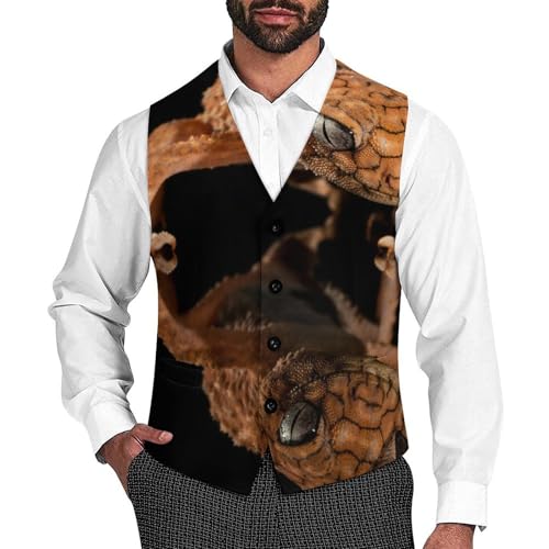 Brown Lizard Men's Formal Suit Vest for Business Formal Or Casual Dress Waistcoat Wedding - Main Image