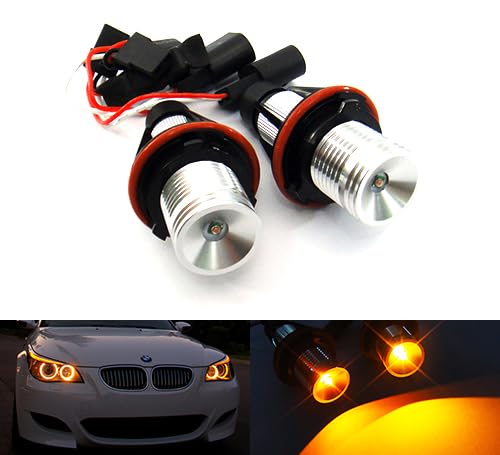 RZG 2 ampoules LED Angel Eye Halo couleur ambre pour phares de jour DRL Canbus pour E39 E60 E61 E87 E53 E63 E65