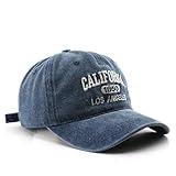 CORIRESHA Vintage California Hat Cotton Outdoor Embroidery Baseball Cap for Unisex Navy Blue