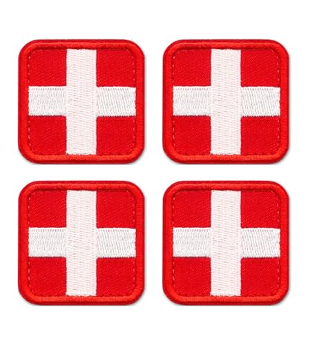4 parches médicos de cruz roja con cruz roja táctica médica bordada para mochilas tácticas, bolsa pequeña de primeros auxilios, kits de aventura al aire libre.