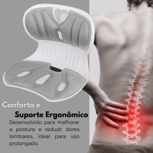 Almofada Assento Ergonômico para Cadeira com Apoio Lombar, Ajuste de Postura - Sortido