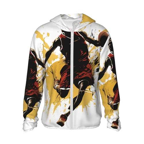 Women's Sun Protection Hoodie Jacket Basketball Man Dribbling in the Air Lightweight Long Sleeve Sun Shirt for Women Small
