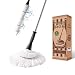 Eyliden Microfiber Twist Mop Silver 57.5 Inches Dust Mops Washing Mop Hand Release Floor Cleaning with 2 Removable Washable Heads Product and Packaging Upgrade