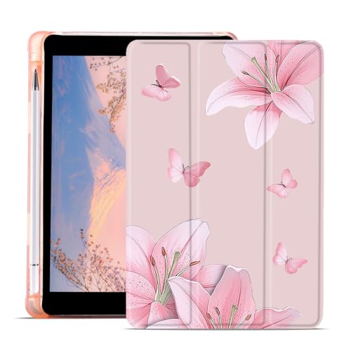 Étui de protection pliable pour iPad Pro 13 M4 en cuir souple avec motif papillon