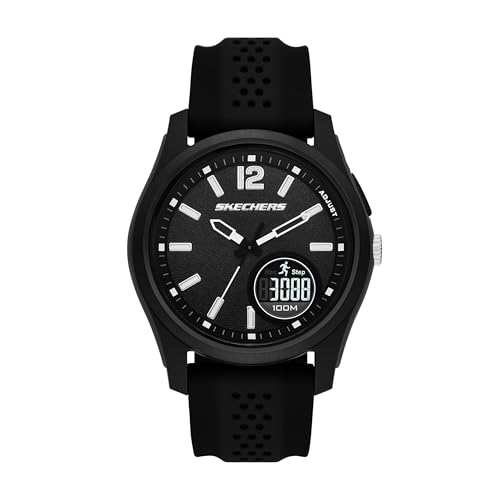 Montre étanche Skechers Sellas SR5268 pour homme noire en silicone à quartz