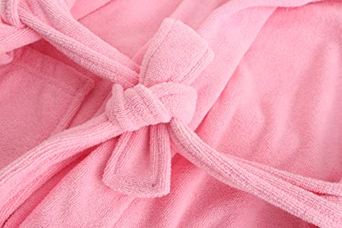 E.w Apparel Kids Boys Girls Hooded Towelling Bathrobe Dressing Gown 100% Cotton Terry Towel Soft Terry Cloth Robe 5-16 Years(Pink,15-16 Years) #TOP5