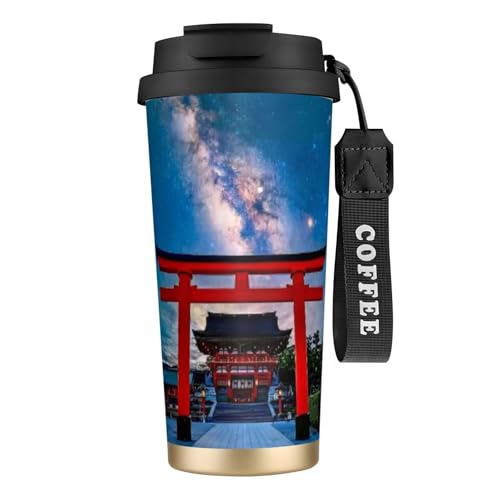 美しい景色 コーヒーカップ 500ml真空断熱マグボトル 保温 保冷 多重構造 大容量 直飲み ストロー付き洗いやすい アウトドア 漏れ防止 サーモス水筒 食品グレードステンレス316 男女兼用 車用 父の日、母の日ギフト 外出、自宅、オフィス使用