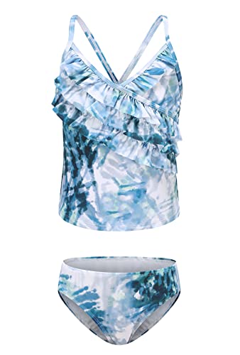 Image of Girls Tankini Swimsuits Two Piece Bathing Suit Hawaiian Ruffle Swimwear Set for Kids Girls 3-16 Years