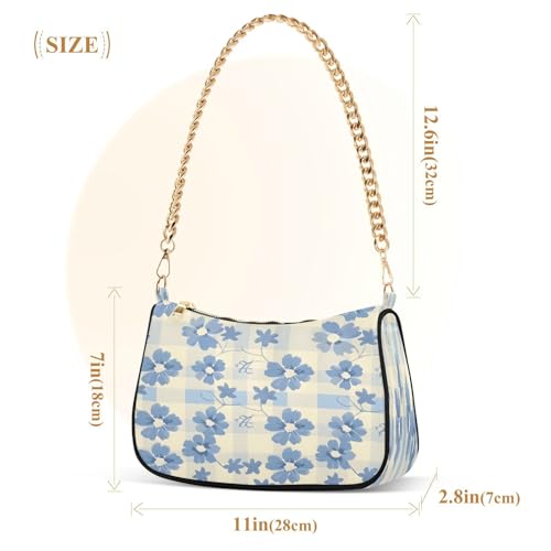 Image of Shoulder Bags for Women Flower Floral Hobo Tote Handbag Small Clutch Purse with Zipper Closure