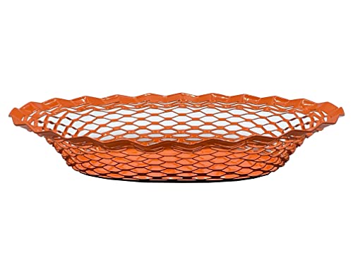 Roger Orfevre Stainless Steel Oval Serving Basket For Food or Bread, 9.8 x 7.1-in, 100% French Made (Orange)
