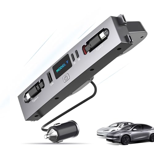 Concentrateur USB pour Tesla Model Y Juniper 2026, chargeur rapide double type C 132W et 3 ports