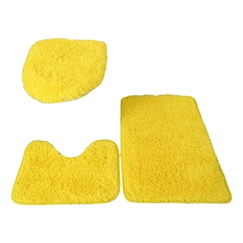rongweiwang Juego de Alfombrillas de Inodoro con Textura y Fuerte absorción de Agua 3X para una Experiencia de baño cómoda alfombras Cubierta de PU Alfombra Segura, Amarillo