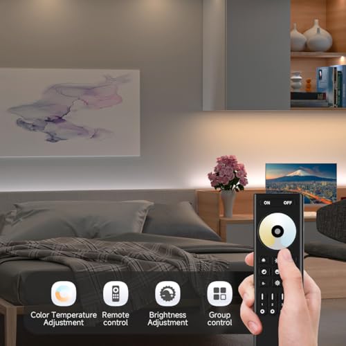 Image of SEZO 2.4G RF CCT Controller Kit C02RF Controller & RC02RFB 4-Zone Wireless Remote Control Group Control Color Temperature Adjustable for CCT Tunable Dual White 2700K-6500K LED Strips