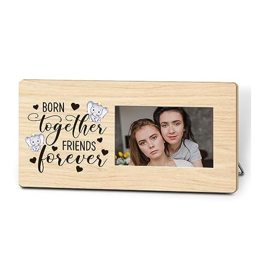 Lovdazzles Porta-retrato duplo para nova mãe, pai, casal, decoração de berçário, presentes para melhor amiga, molduras rústicas para irmãs gêmeas, irmãs, melhor amiga, aniversário, Natal, Dia de Ação