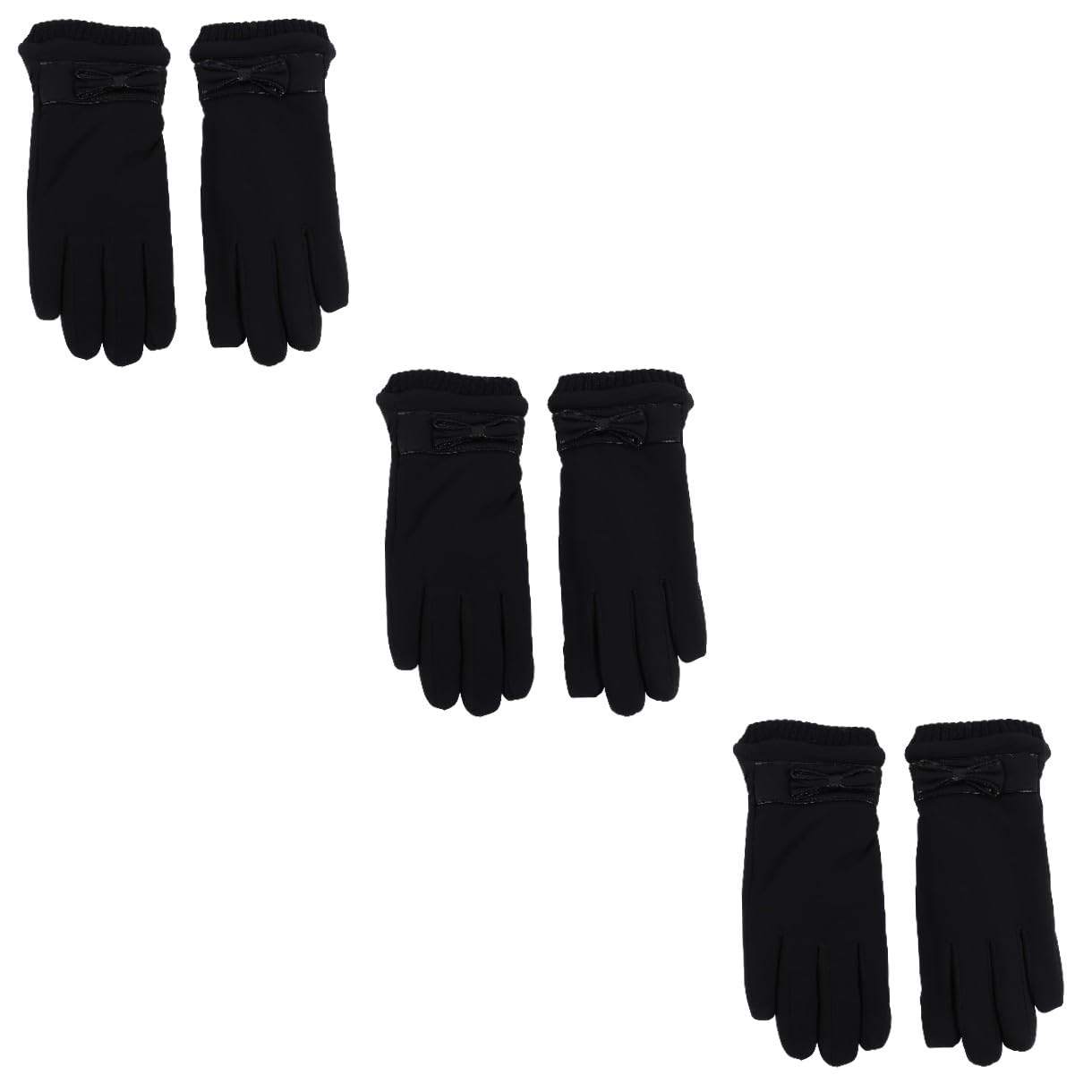 BESTYASH Guanti da donna guanti per le donne guanti da guida invernali guanto termico thermal gloves addensare i guanti invernali guanti antivento Materiale in pelle sintetica Black