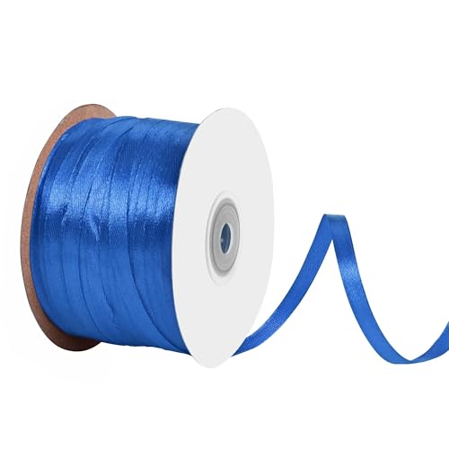 Cinta de satén azul real de 1/4 pulgadas x 200 yardas, cintas de tela para envolver regalos, lazos, ramos, costura, manualidades, decoración del hogar, cabello floral