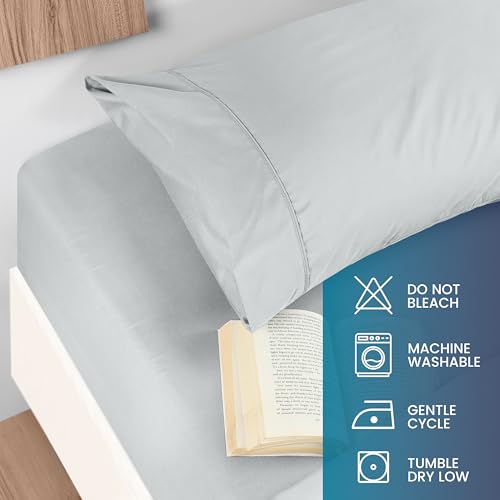 Image of Utopia Bedding Queen Sheet Set, Soft Microfiber 4 Piece Bed Sheets with 15 inch Deep Pocket - Easy Care Brushed Microfiber (Queen, Light Grey)