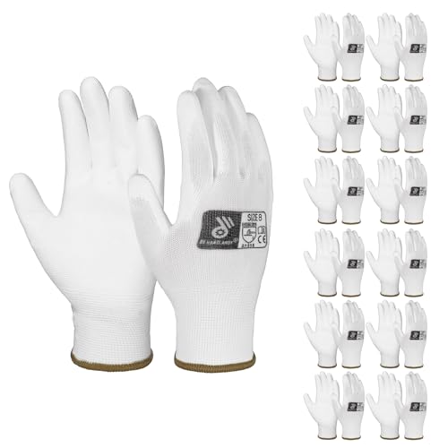 HANDLANDY 12 works PU Coated Nylon Black Protective Work Gloves, Non-slip Flexible Gloves for Construction Warehouse