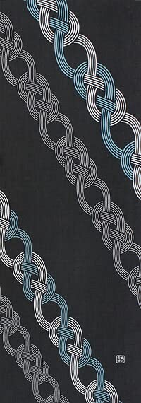 染の安坊 Anbo Tenugui Hand Towel, MIZUHIKI (Blue), Japanese Auspicious Decorative String, 100% Cotton, Made in Japan, 13.8 x 39.4 inches