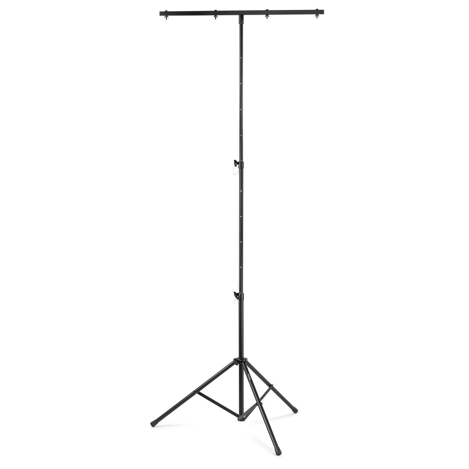 Beamz LS25T - Treppiede Luce DJ con Asta T, Regolabile in Altezza 120-275 cm, 25 kg, Nero, Metallo, Caucciù