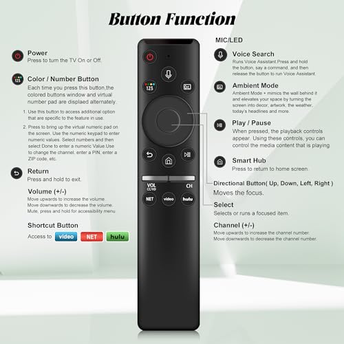 Samsung Voice Remote Control for Smart TV Replacement for All 2018-2025 Samsung Smart TVs with Original Samsung-TV-Remote Frame, Neo QLED, OLED, Crystal UHD, 8K/4K Series Black - image 8