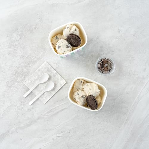Image of Coppetta 12 Ounce Dessert Cups, 200 Greaseproof Ice Cream Cups - Lids Sold Separately, For Hot And Cold Foods, Purple And Blue Stripe Paper Yogurt Bowls, Disposable, Sturdy - Restaurantware