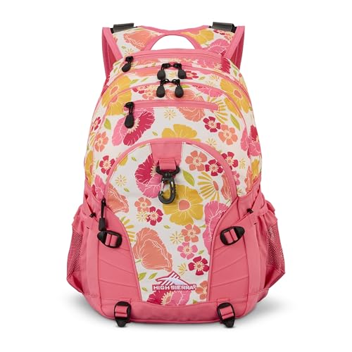 Image of High Sierra Loop Backpack, Travel, or Work Bookbag with tablet sleeve, One Size, SURF FLORAL /PINK