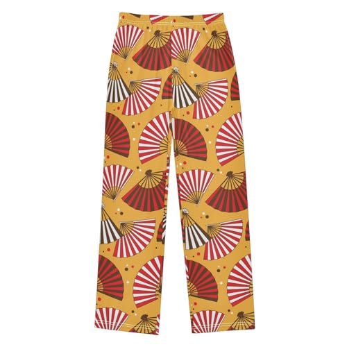 Fans Asian Traditional Orange Boys Pants for Kids Jogger Pants with Pockets S-XL