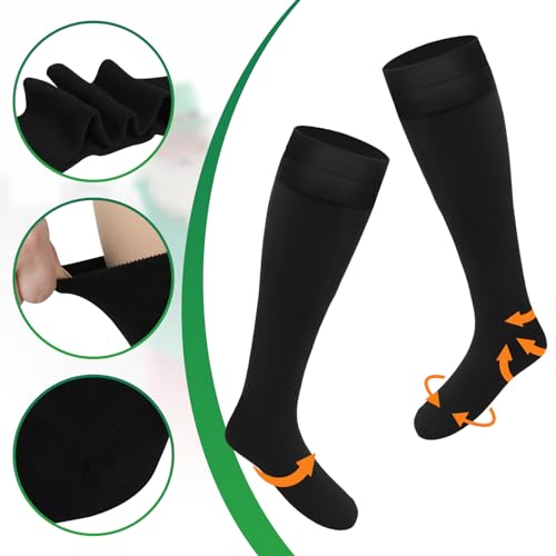 Cozypower 8 Pairs Scottish Kilt Hose for Men Ribbed Kilt Socks Black Knee High Socks Breathable Tube Scottish Accessories for St. Patrick's Day Party Favor, Size L3