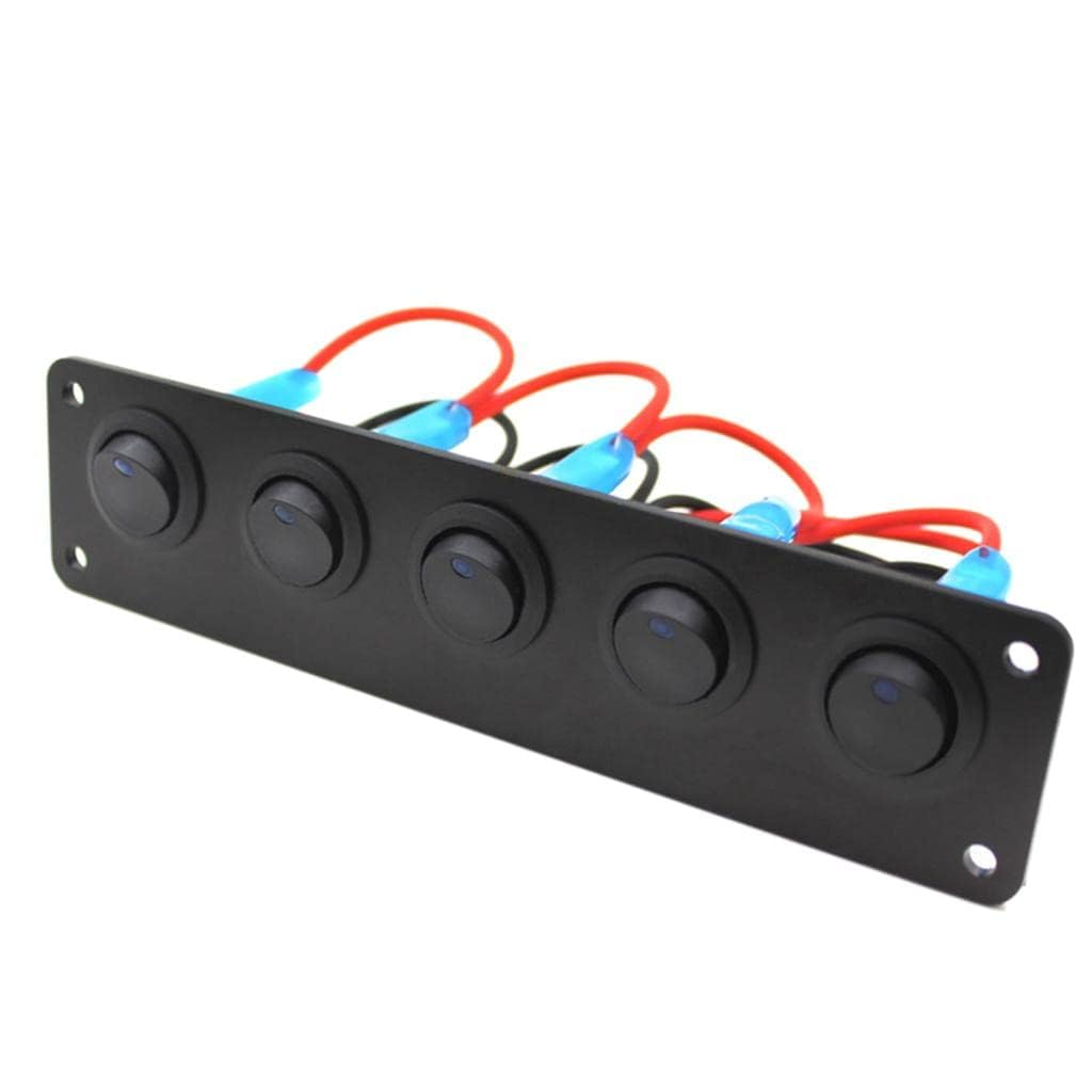 5 Gang Rocker Switch Panel with Blue LED, 12V DC ON/OFF Marine Switch Board for Car, RV, Boat, Truck, Trailer, Yacht and Dashboard Accessories-image-28