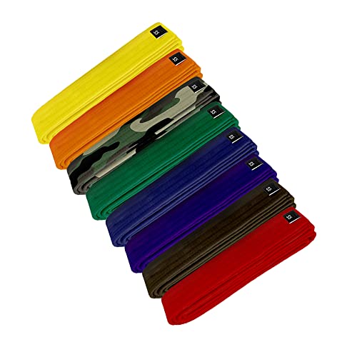 Martial Arts Polyester Belt; Choose Color (No Stripe), 1.5 in. Width, 8 Rows of Stitching for Karate, Taekwondo, Judo, MMA (Red, Double Wrap 3 - 100 in.)